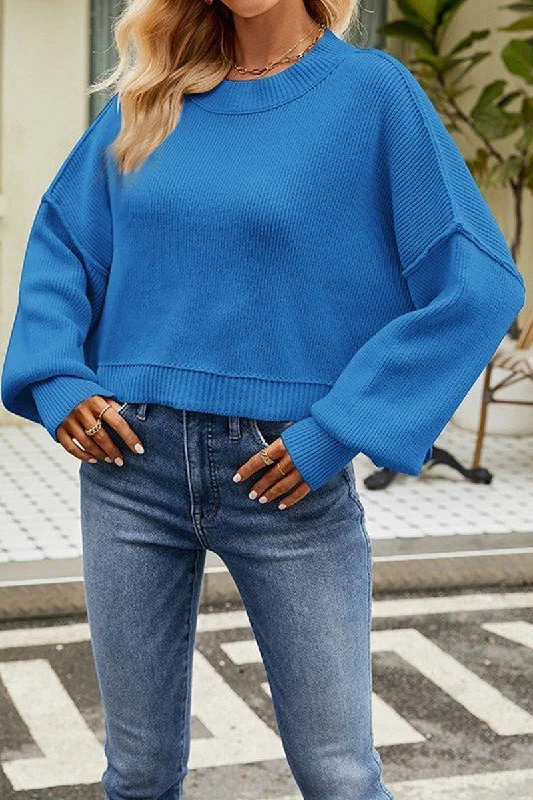 WOMEN RIBBED OVERSIZED JUMPER TOP SWEATER