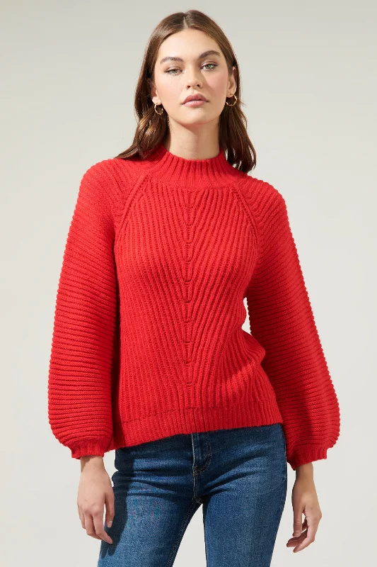 Mariela Mock Neck Chunky Knit Sweater