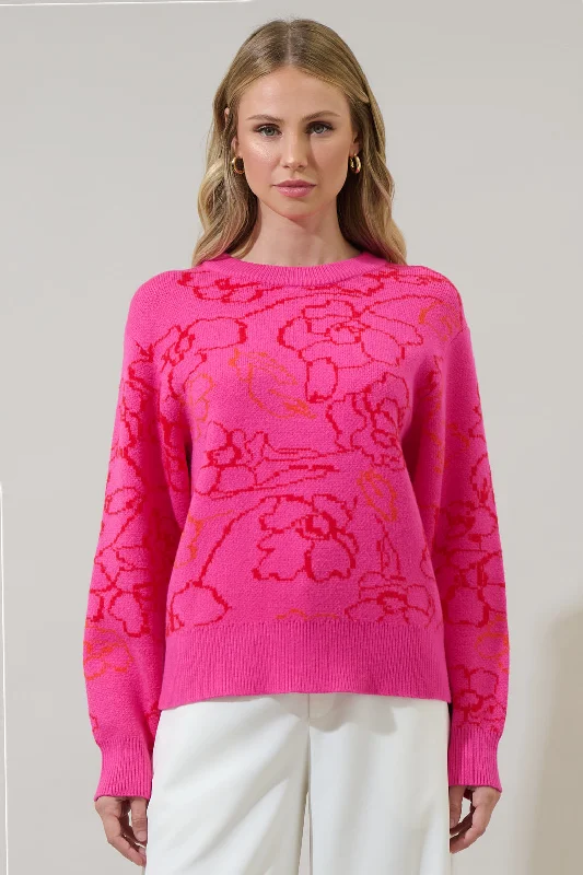 Perry Floral Dropped Shoulder Sweater