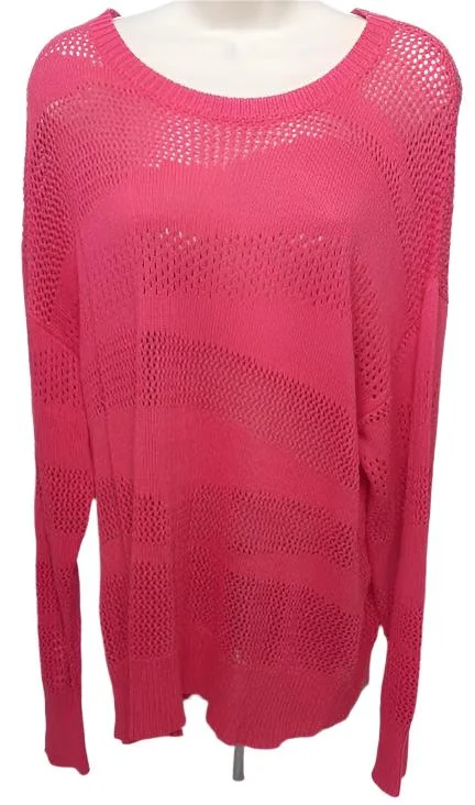 Sweater-Fuscia-Long Sleeve-Knit-Women's