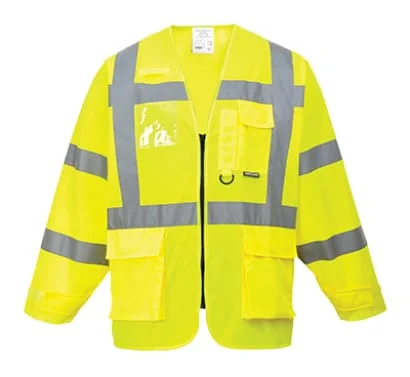 Hi Vis Executive Long Sleeved Zipped Vest Jerkin Jacket Portwest S475