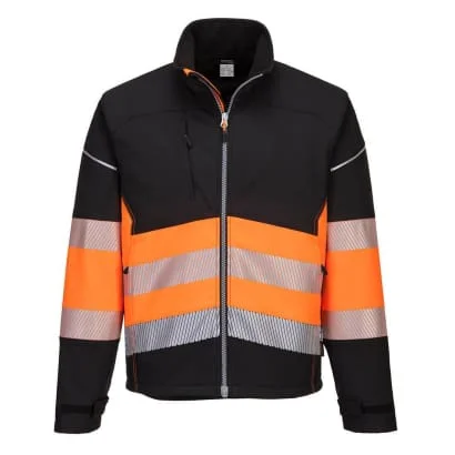 PW3 Hi Vis Softshell Work Jacket Segmented Hi Viz Class 1 Portwest PW375