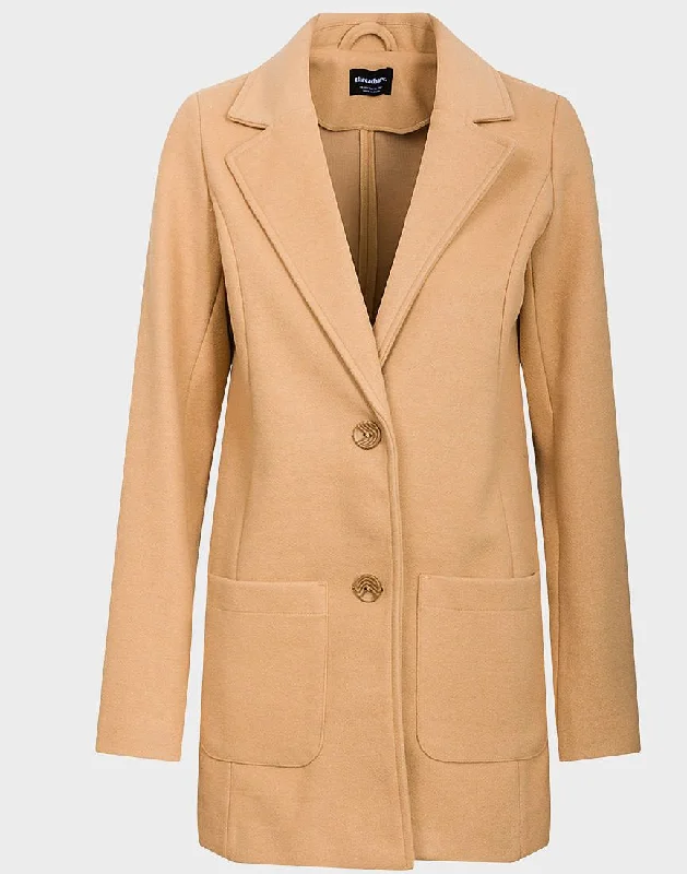 Threadbare Ladies Single Breasted Camel Formal Coat