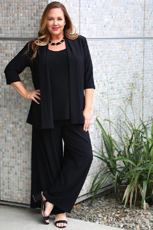 Vikki Vi Jersey Black 3/4 Sleeve Kimono Jacket