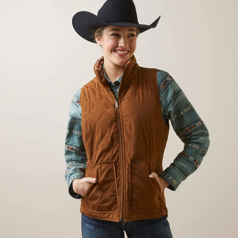 WOMENS DILLON CHIMAYO VEST CHESTNUT HORSE