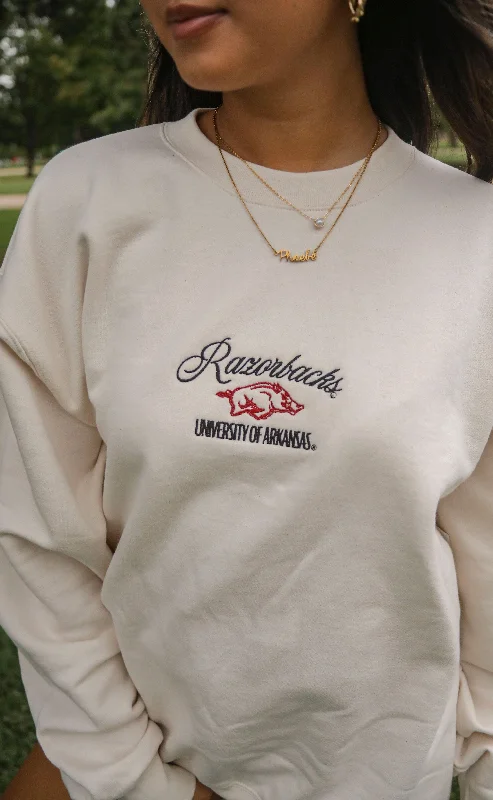 arkansas razorbacks embroidered sweatshirt