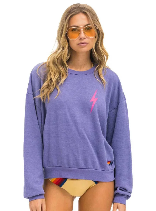 Aviator Nation Women's Bolt 2 Relaxed Crew Sweatshirt - Lavender Purple Neon Pink