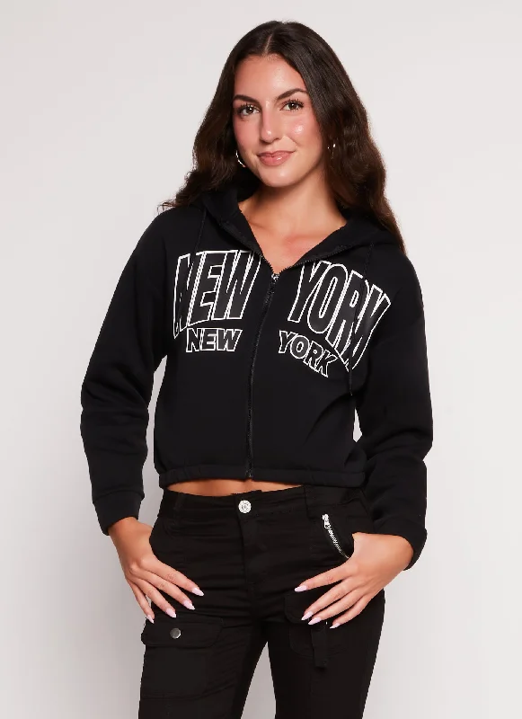 City Graphic Zip Front Hooded Sweatshirt