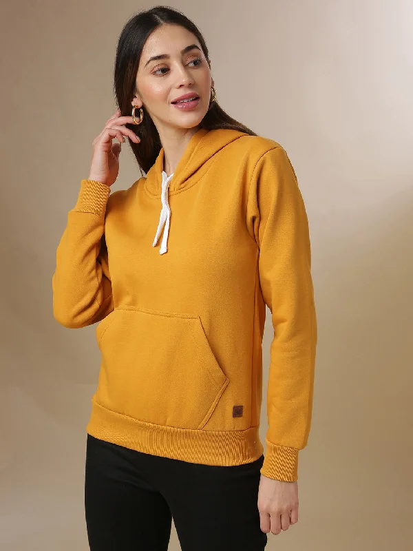 Campus Sutra Women Solid Stylish Casual Hooded Sweatshirts