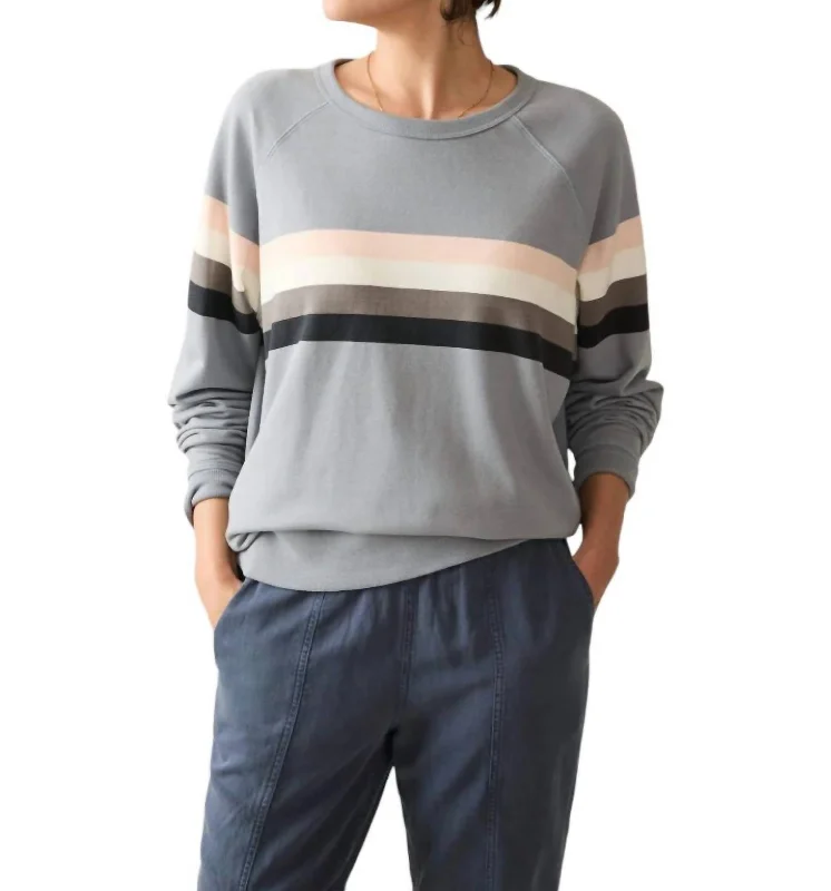 Coastal Cloud Crew Sweatshirt In Blue Striped Westward