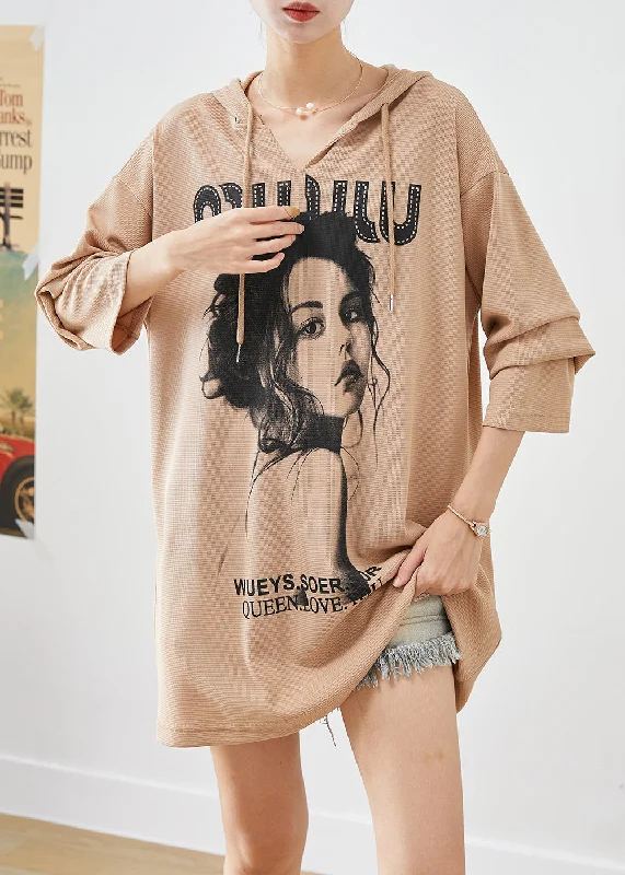 Coffee Print Loose Cotton Sweatshirts Tracksuits Hooded Fall