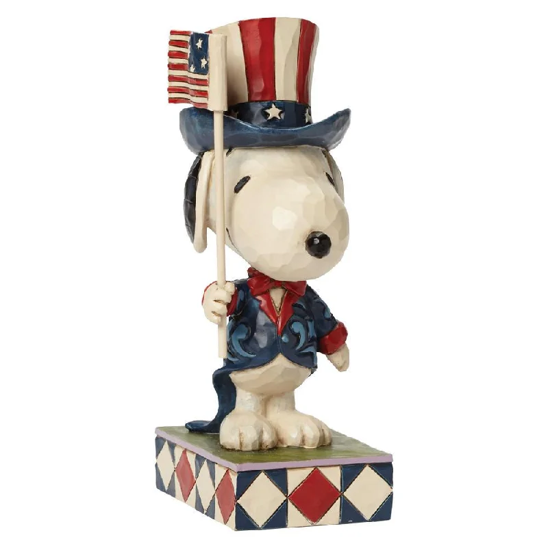 Jim Shore Peanuts Patriotic Snoopy with American Flag Figurine