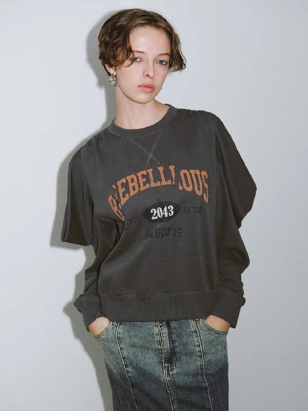 Printed Crew Neck Loose Sweatshirt