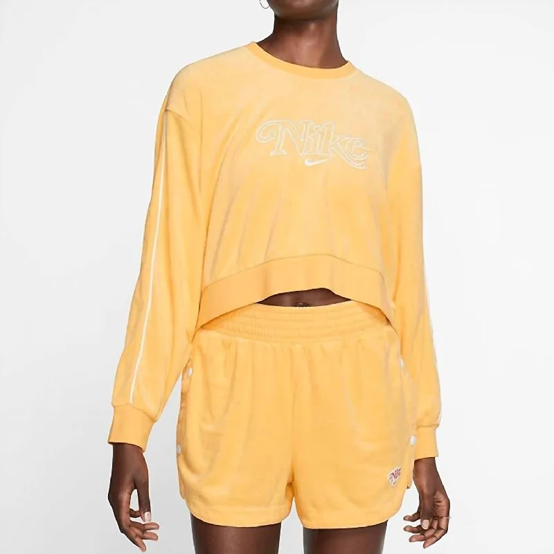 Retro Femme Crew Terry Sweatshirt In Topaz Gold