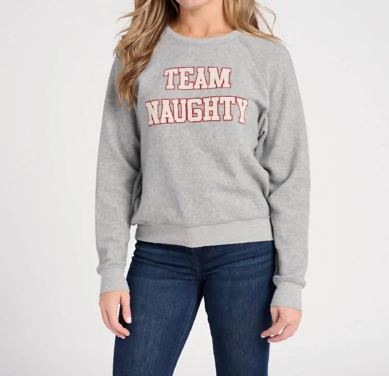 Team Nice/naughty Reversible Sweatshirt In Heather Grey