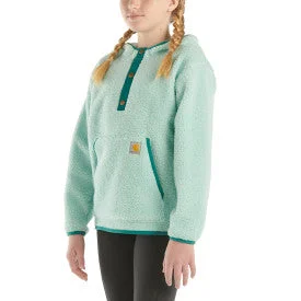 Youth Long-Sleeve Fleece Quarter-Snap Sweatshirt - Pastel Turquoise