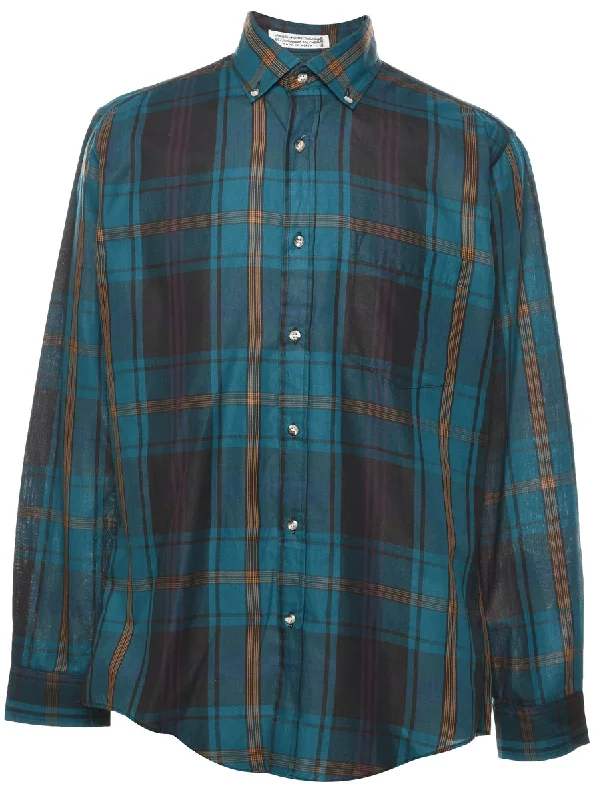 Long Sleeved Checked Shirt - L