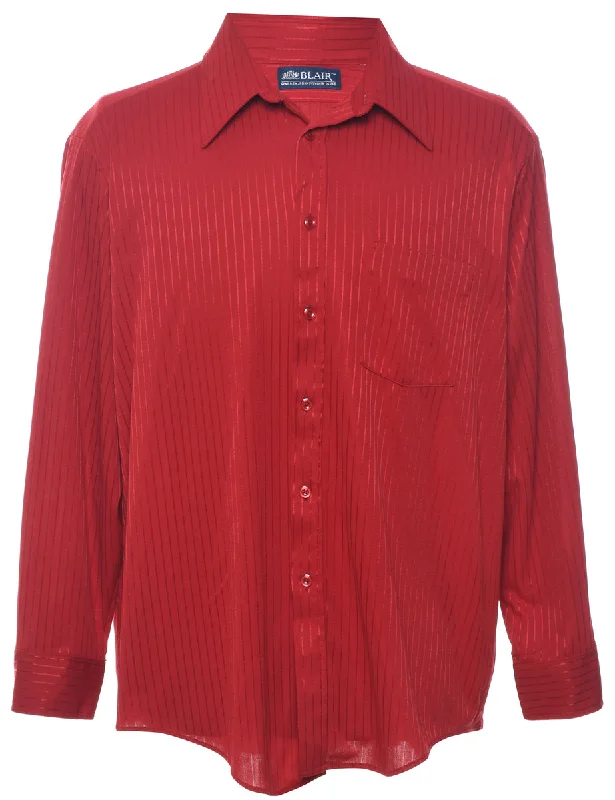 Long Sleeved Red Striped Shirt - XL