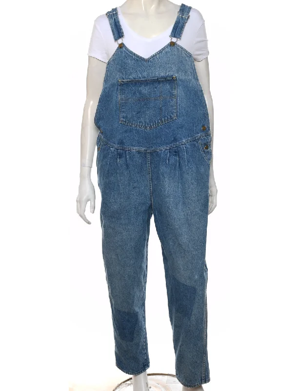 Medium Wash Classic Wide-Leg Dungarees - W40 L26