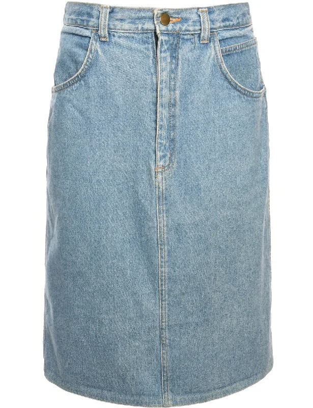 Medium Wash Denim Skirt - L