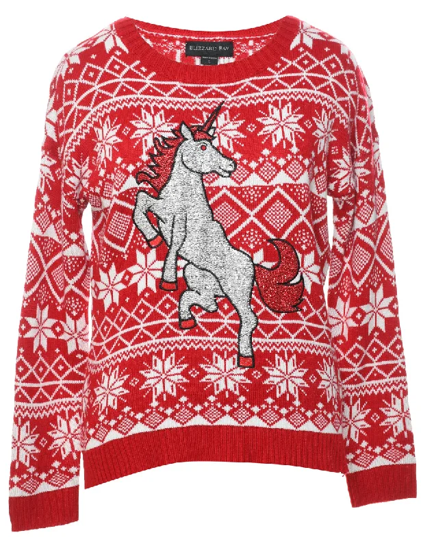 Nordic Unicorn Christmas Jumper - L