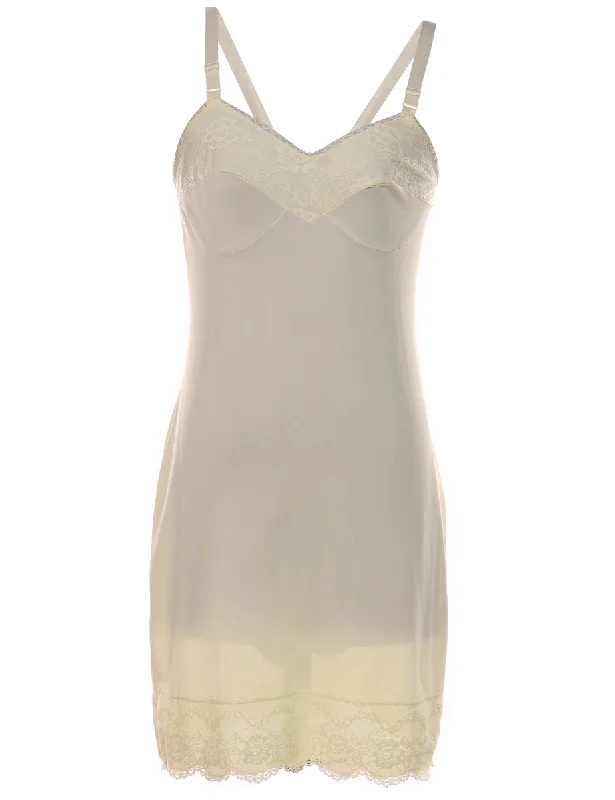 Off-White Lace Trim Slip Dress - M