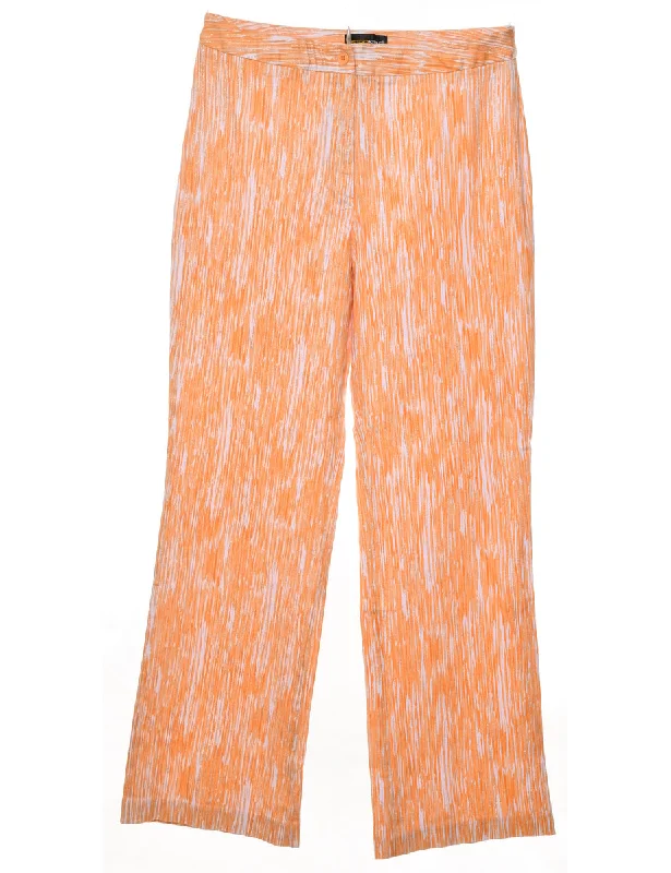 Orange & White Patterned Bootcut Trousers - W30 L31