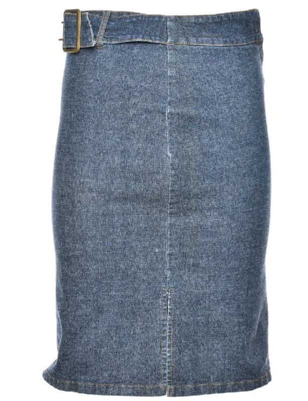 Pencil Shape Denim Skirt - S