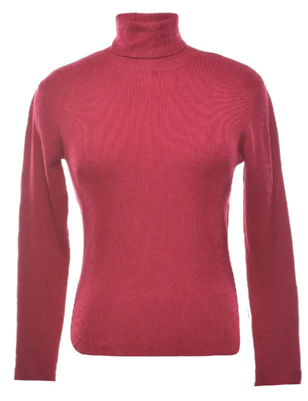 Pink Turtleneck Jumper - M