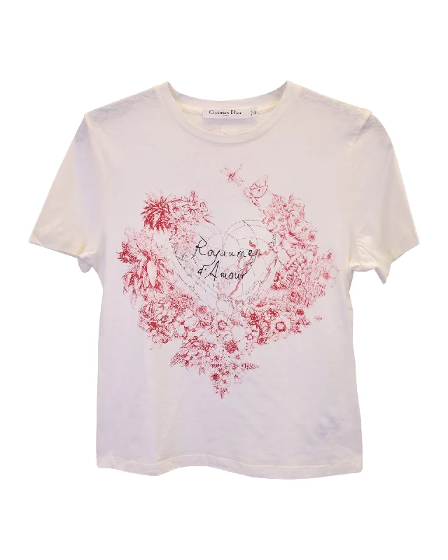 Christian Dior Dioramour T-shirt with D-Royaume d'Amour Print in Ecru Cotton