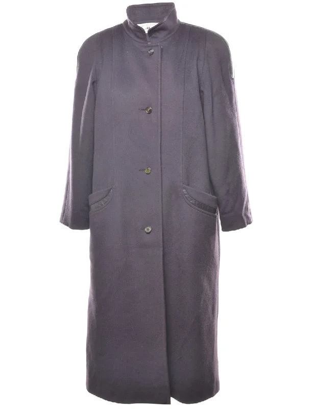 Purple Classic Single-Breasted Wool Coat - L