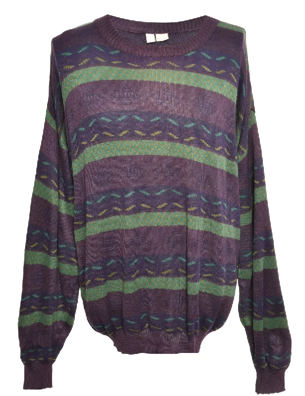 Purple Patterned Jumper - L