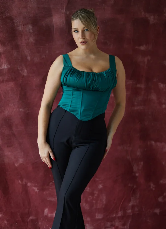 'Alyssa' Emerald Green Fuller Bust Corset Top