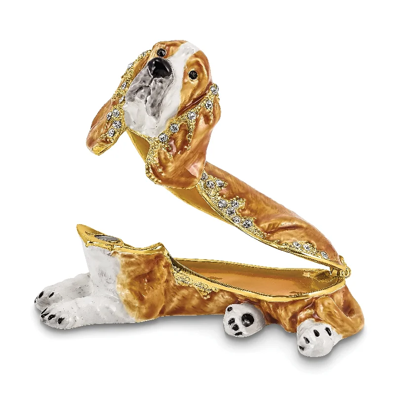 Lux by Jere Bejeweled OTIS Bassett Hound Trinket Box