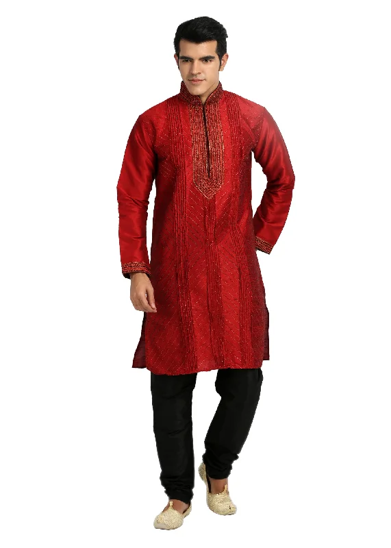 Ritzy Red Kurta Set Sherwani - Indian Ethnic Wear for Men