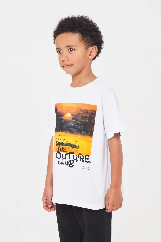 KIDS SUNSET PRINT SIGNATURE T-SHIRT - WHITE