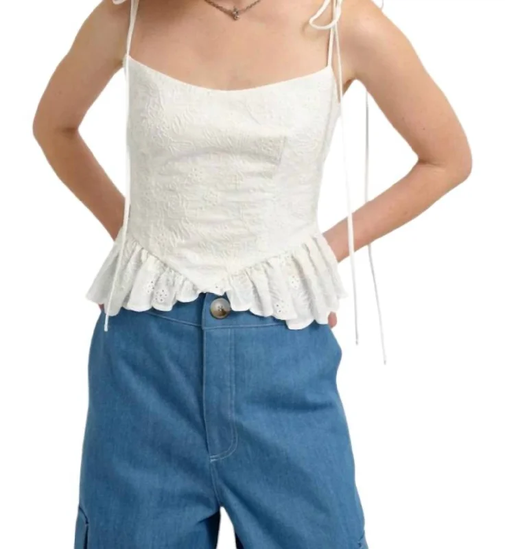 Candy Corset Top In White Eyelet