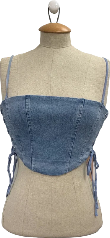 Oh Polly Light Blue Stonewash Corset UK 8