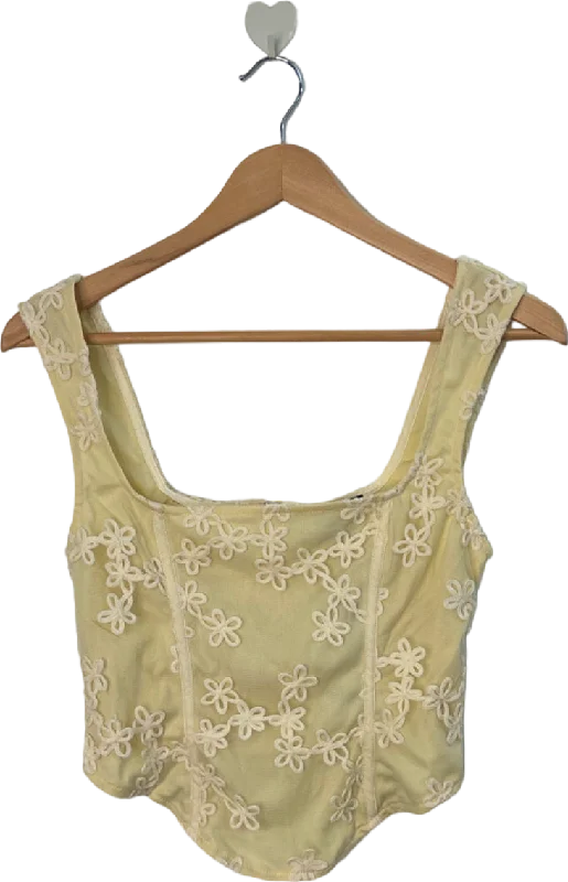 PrettyLittleThing Cream Floral Textured Corset Top Size 8