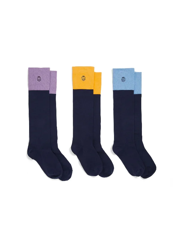 Signature Women's Knee High Sock Gift Set - Lilac/Cornflower/Mango