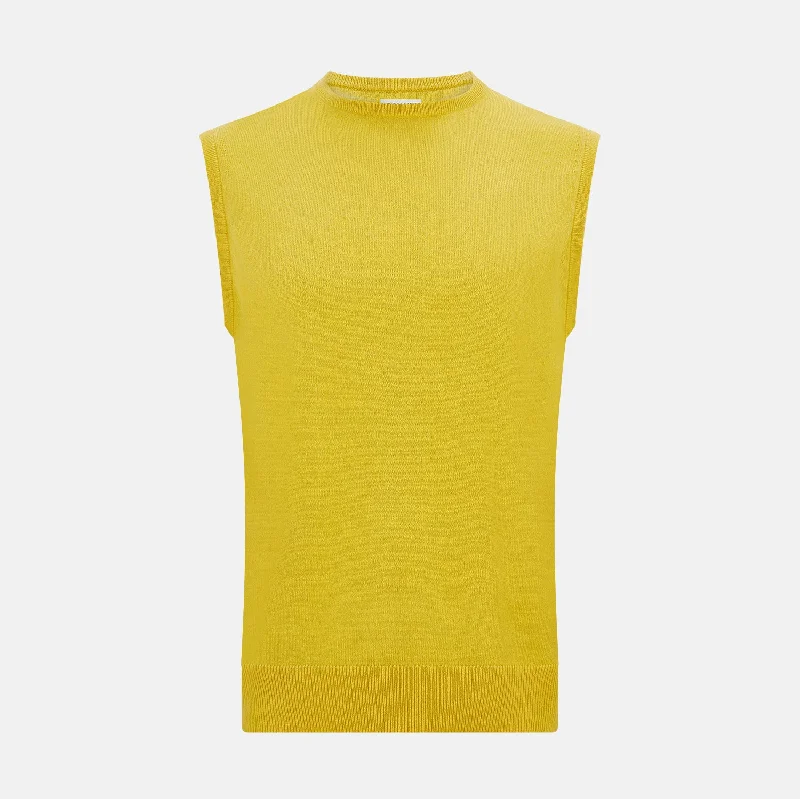 Canary Yellow Cashmere Round Neck Vest