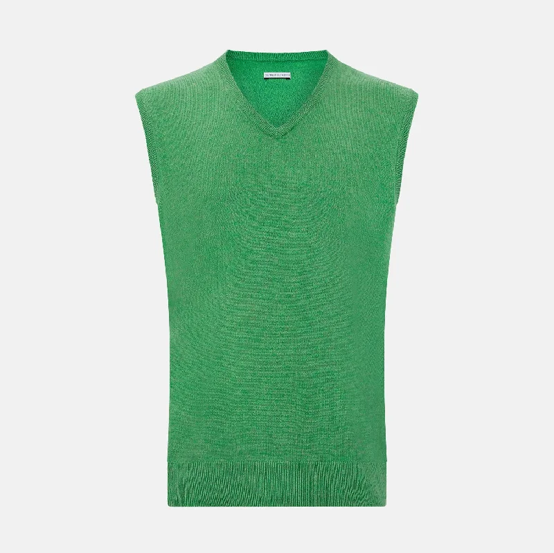 Fern Green Cashmere V-Neck Vest