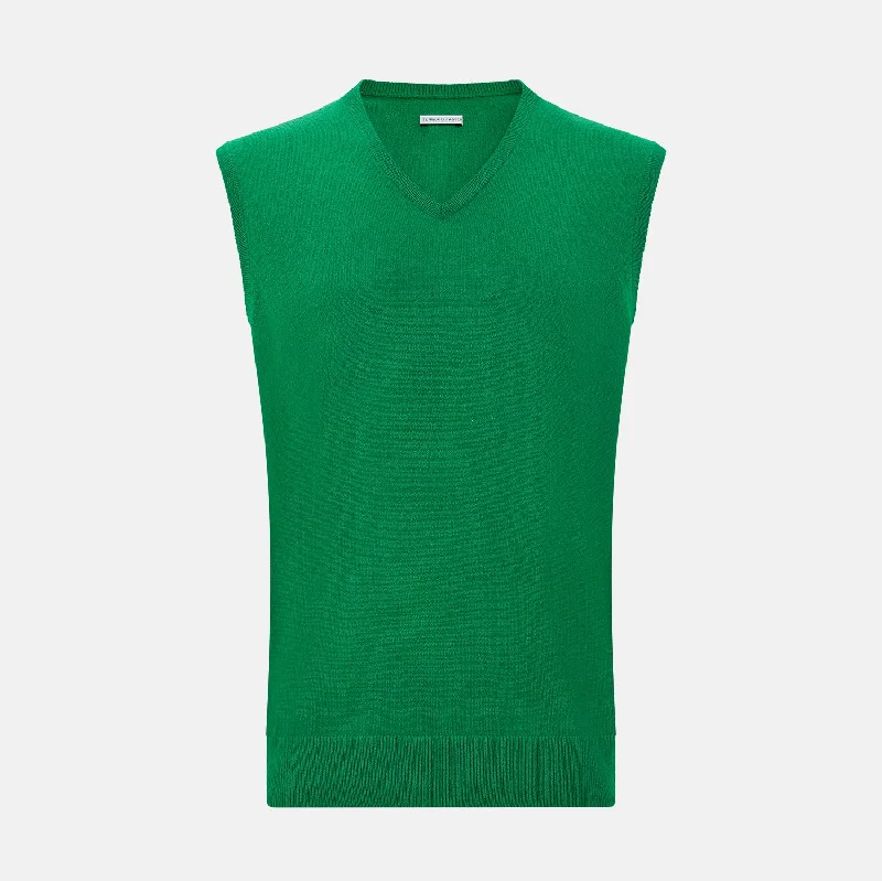 Grass Green Cashmere V-Neck Vest