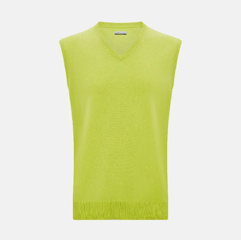 Lemon Green Cashmere V-Neck Vest