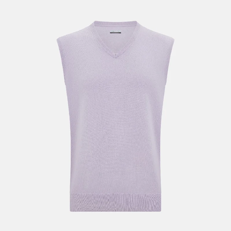 Lilac Cashmere V-Neck Vest