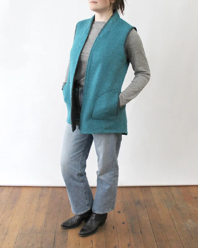 Reversible Blanket Stitch Alpaca Zip Vest