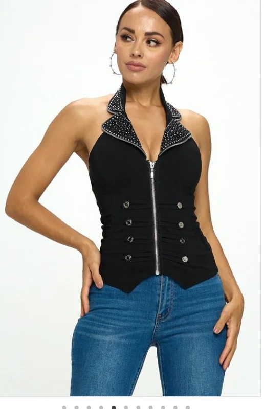 Hot Under the Collar Studded Corset Vest