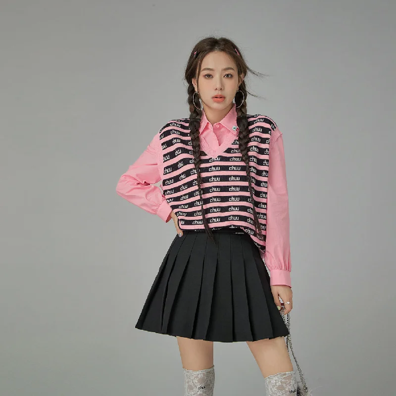 Stripes Chuu Logo Knit Vest