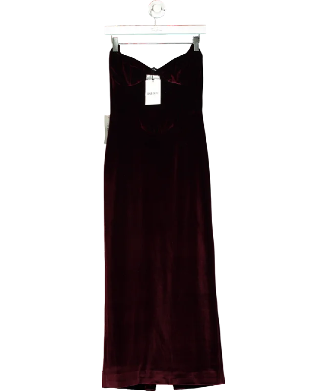 Bardot Red Camellia Strapless Velour Dress UK 8