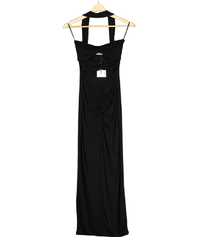 Bayse Black Sleeveless Cut Out Hlater Neck Front Detail Maxi Dress UK XS